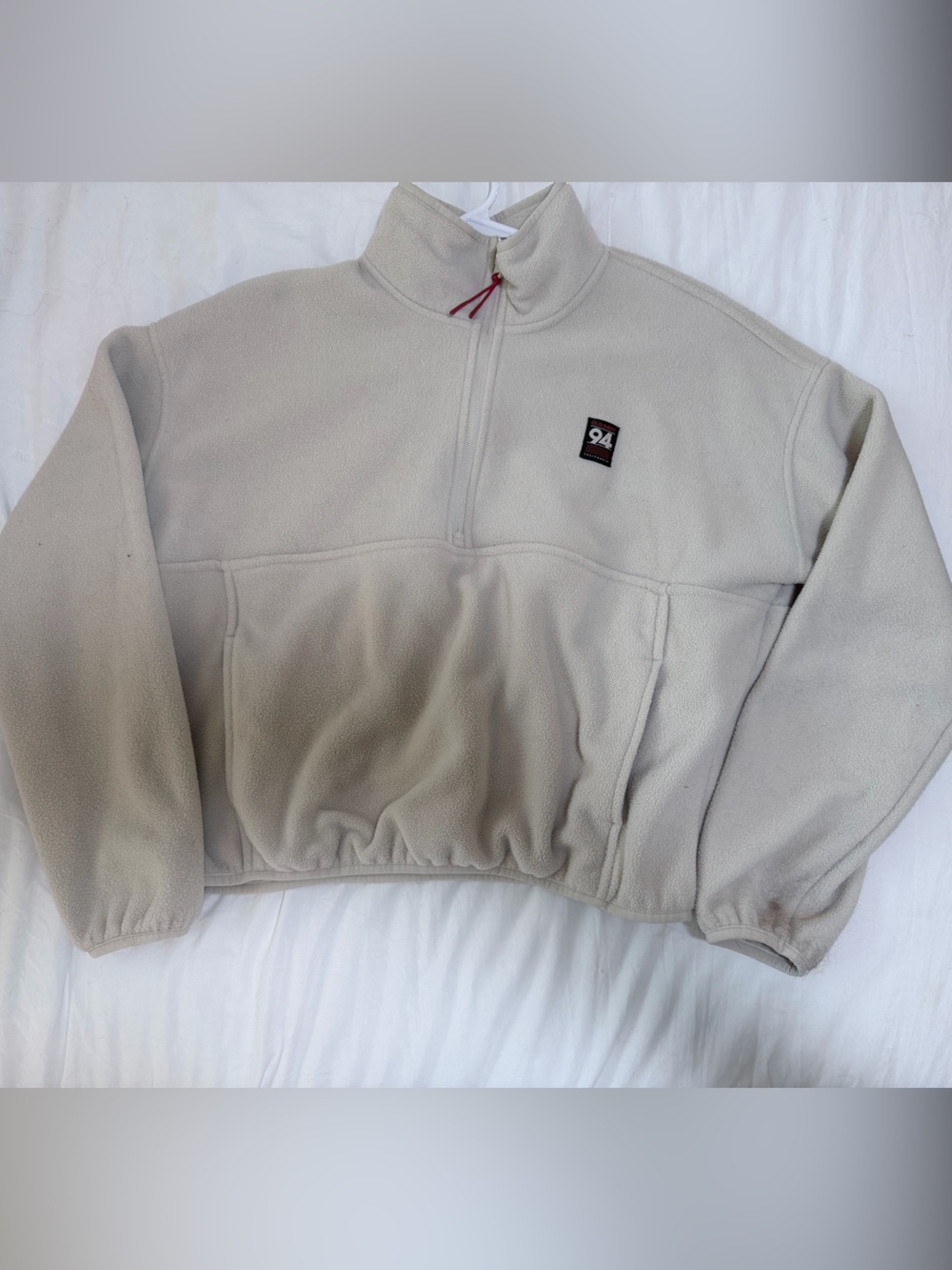Old Navy Light Beige Teddy Fleece Half-Zip Jacket